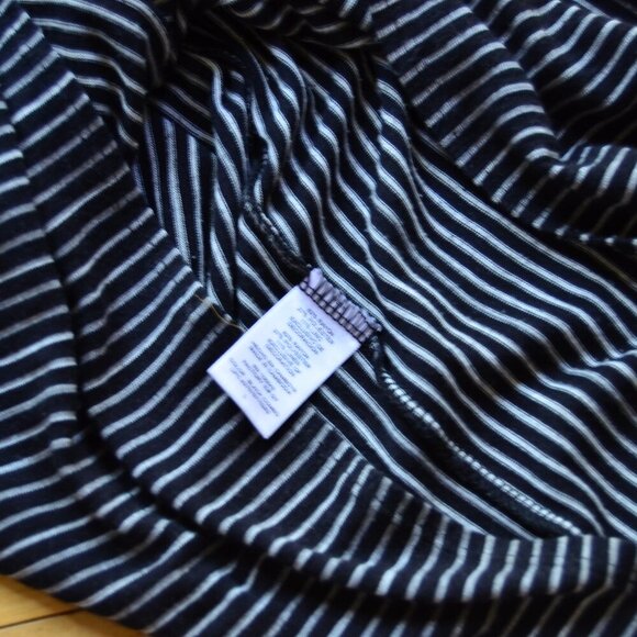Derek Lam For Design Nation Sz Large Striped Black Combo Drape Neck Dress - Picture 7 of 11